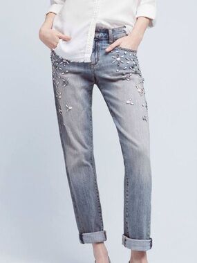 Anthropologie Pilcro Hyphen Embellished Blue Jeans 27
